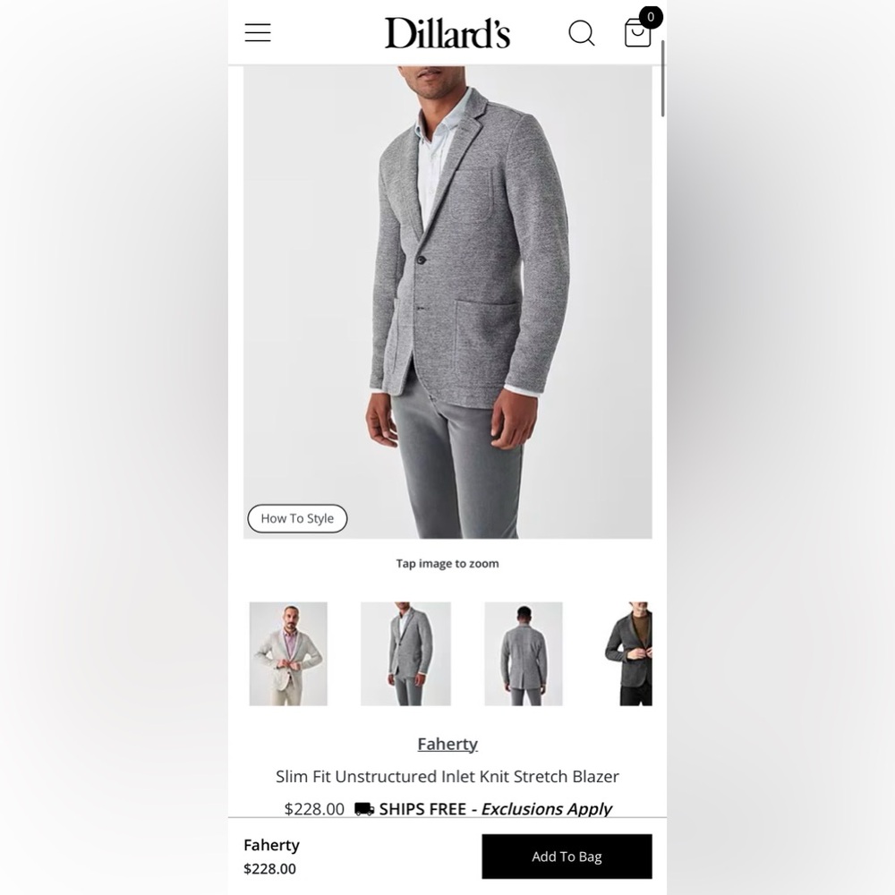 Faherty Inlet Gray Knit Stretch Blazer Sports Coat Men’s XL